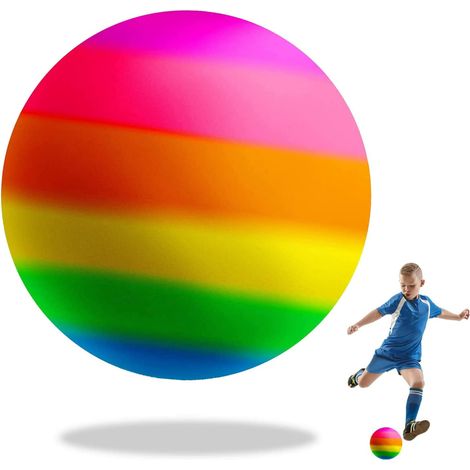 Ballon Gonflable 30 cm Ballon de Foot Amusant Balles Rebondissantes Arc-en-Ciel PVC Écologique Jeu de Plage Enfants Adultes Intérieur Extérieur Sport (1/5)