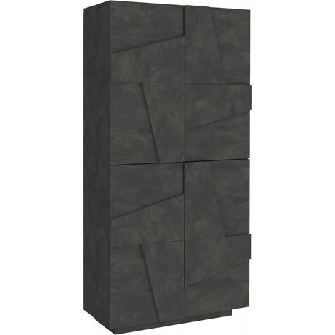 Dmora Scarpiera moderna, Made in Italy, a 4 ante battenti, Portascarpe da ingresso, Mobile multiuso, cm 81x38h167, colore Grigio Cenere, con imballo rinforzato (1/5)