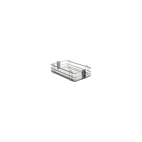 Corbeilles fil - Version : Fil plat - Décor : Blanc / Fil chromé - Pour caisson de largeur : 400 mm - Largeur : 340 mm - Matériau : Mélaminé / Acier - VIBO (1/2)