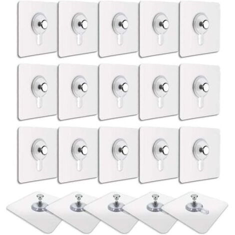 HOXILEELEO - pacchetto di 20 ganci adesivi trasparenti per le tabelle, senza foratura – Carico massimo : 2 kg – facile da Installare su superfici lisce (1/5)