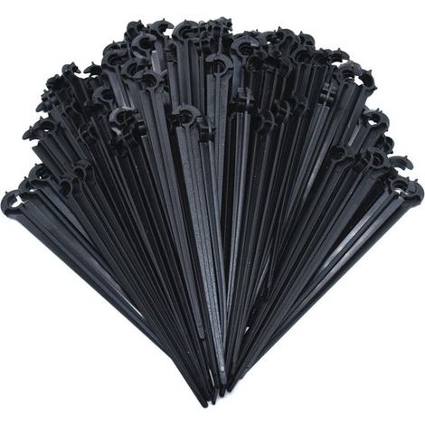 100 columnas de soporte para tuberías de riego, aptas para tuberías de riego por goteo de 4/7 mm, ideales para huertos, jardines de flores y parterres. (1/5)