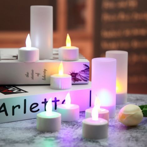 12 ampoules LED rechargeables à effet flamme, décoration sécuritaire pour tables d'Halloween et de Noël, lumière blanche (1/2)