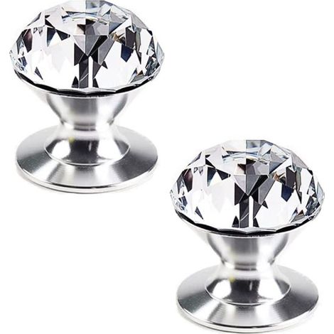 Beyamis Poignées meubles autocollantes – lot de 2, cristal aluminium, argenté (1/5)