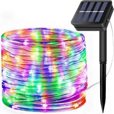 Solar-Lichterkette - 12 Meter - 100 bunte LEDs - Wasserdicht - Farbenfroh