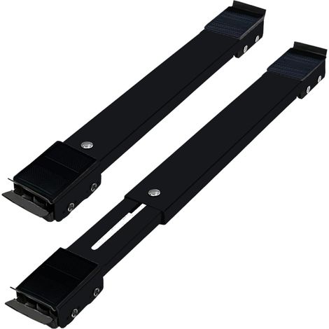 Base para lavadora, soporte móvil, almacenamiento de electrodomésticos, ruedas telescópicas, ruedas negras sobre fondo negro. (1/5)