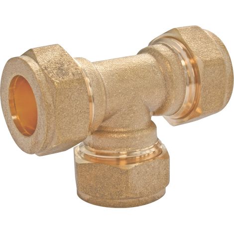Té laiton égal bague laiton à compression - Tube cuivre Ø18 (1/2)