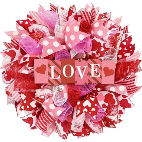 Guirlande En Maille - 35 Cm - Pour Porte D'Entrée Ou Intérieur - Décoration De Saint-Valentin - 1 Pièce (1/5)