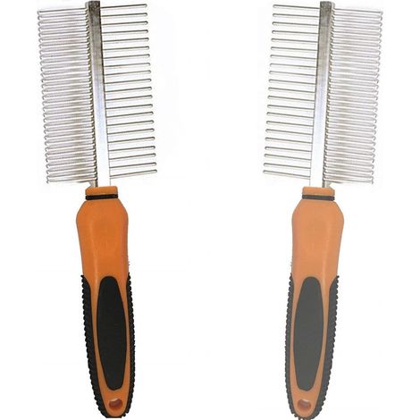 Trade Shop - PETTINE BILATERALE DENTATURA METALLA PETTINA SPAZZOLA CANE GATT TOILETTATURA -