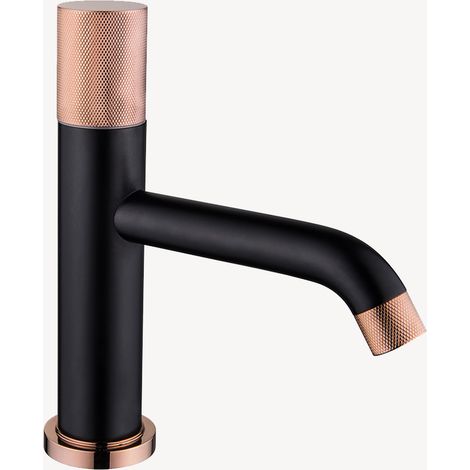 Miscelatore lavabo design da appoggio Nero & Oro rosa - Leros
