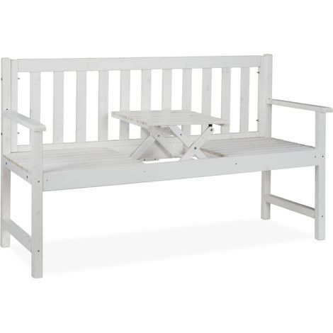 Panca da giardino con tavolo integrato 150 x 60 x 85 cm accogliente e pratica stile moderno in legno bianco 130011690