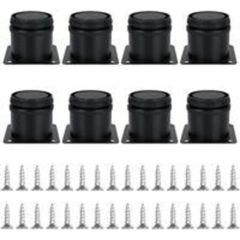 SABIR Lot de 8 Pieds Réglables Meubles Noir, Ø 50 mm/Hauteur 50 mm Pieds de Canapé en Métal Acier Inoxydable, Pied de Table Basse pour Meubles TV Armoires Lits Postes de Travail, avec 32 Vis (1/5)