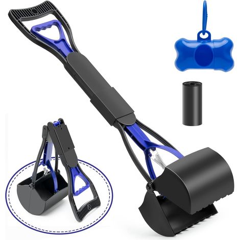 Pelle Ramasse Crottes de 70 cm avec Long Manche Déjections Canines Clip pour Chien Chat