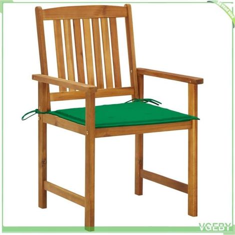 Chaises de jardin - FAFEICY - 3061178 - Bois d'acacia massif - Coussins verts 50x50 cm - Lot de 4 (1/5)