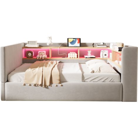 Sofá cama con almacenaje flanela 90x190 cm OKMYHOME (1/2)