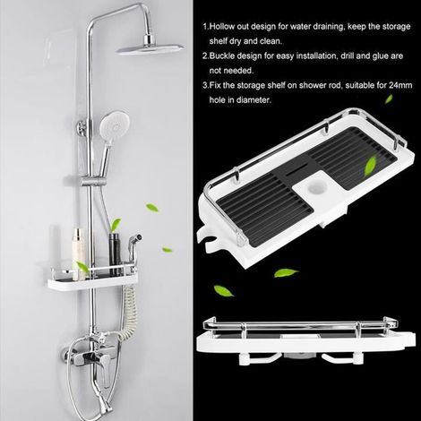 Porte-savon Organizer de rangement pour barre de douche accessoire de salle de bain pratique (1/4)