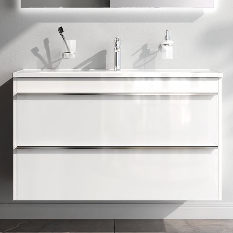AM.PM Badmöbel Set Badezimmerschrank mit Waschbecken Hängender Waschbecken mit Unterschrank mit Soft Close, mit 2 Schubladen, 100cm, Weiß glänzend