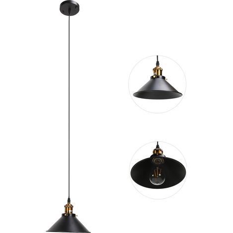 Plafonnier en fer forgé, style industriel rétro simple, douille E27, cage en métal noir, suspension en fer forgé, 85-240 V (1/5)