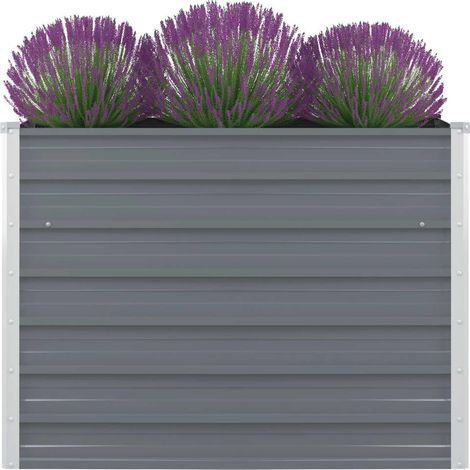 Raised Garden Bed 100x100x77 cm Galvanised Steel Grey vidaXL (1/6)
