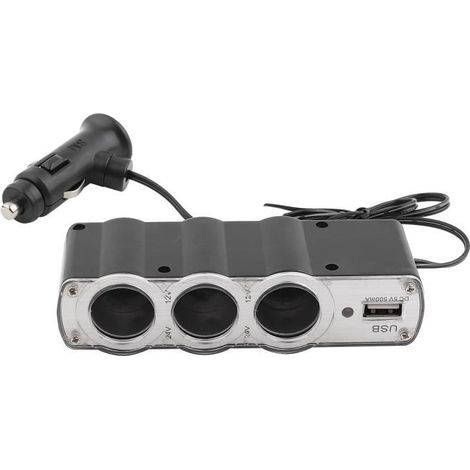 Répartiteur de prise allume-cigare - MXZZAND - 3 voies - DC 12V-24V - Plastique ABS - 50 cm câble (1/4)