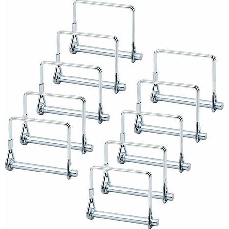 Goupille de verrouillage carrée 10 pièces Acier au carbone galvanisé Longueur 70mm Diamètre 6,3mm (1/4 pouce) Applications pour scies à table et remorques (1/5)