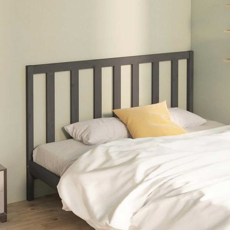 vidaXL Cabecero de cama madera maciza de pino gris 126x4x100 cm (1/5)