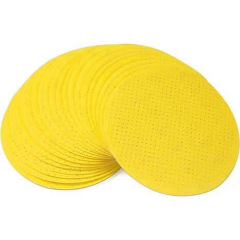 25 Pièces 225mm Disque Abrasif Grain 220 Pastilles Abrasives Papier de Verre Perforés Disques Abrasifs Pour Ponceuse Gypsière/Girafe de Ponçage/Ponceuse de Plafond (1/5)