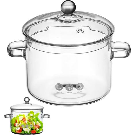 Glas Suppentopf Aus Borosilicat Kochtopf Für Küche Hitzebeständiger Topf Mit Deckel Praktisch Und Robust Für Zuhause (1/4)