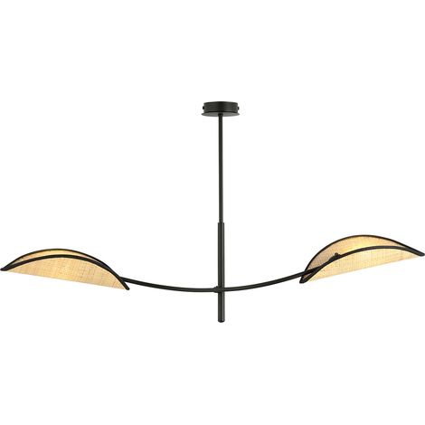 Sospensione Nordica 2 Luci Lotus In Acciaio E Rattan Con Bracci Regolabili (1/5)