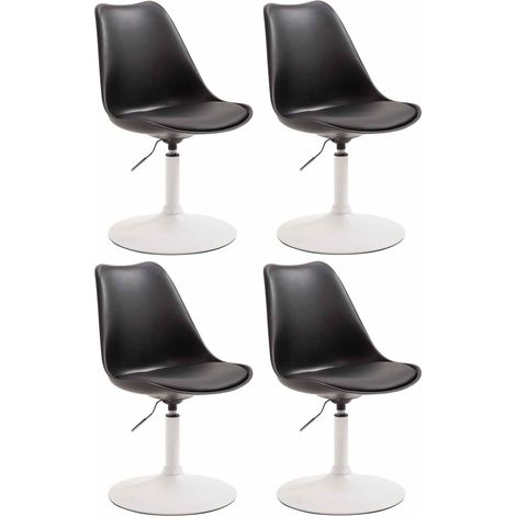 Lot de 4 chaises de salle à manger pivotant et hauteur réglable siège en plastique noir cadre en métal aspect chromé 100006410 (1/5)