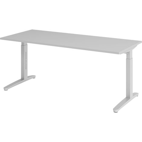 bümö Schreibtisch Serie-XB Rechteck: 180 x 80 cm  Grau Silber