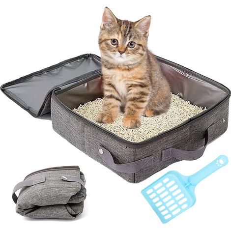 Bac à Litière pour Chat Pliable, 40x30x15 cm Litiere Portable pour Chat (1/5)
