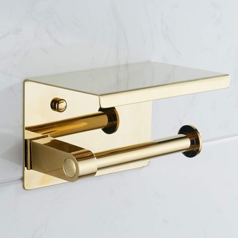 Porta carta igienica da parete in acciaio inossidabile 304, decorazione per hotel (oro) (1/5)