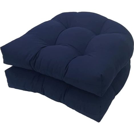 Cojines acolchados suaves para asientos de exterior, con funda de poliéster impermeable — 2 unidades de 48 x 48 cm (azul marino) (1/5)