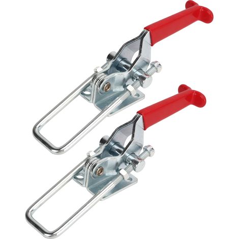 Lot de 2 brides à genouillère en U, capacité 900 kg, serrage auto-verrouillable réglable, robuste pour remorque et camping-car (1/5)