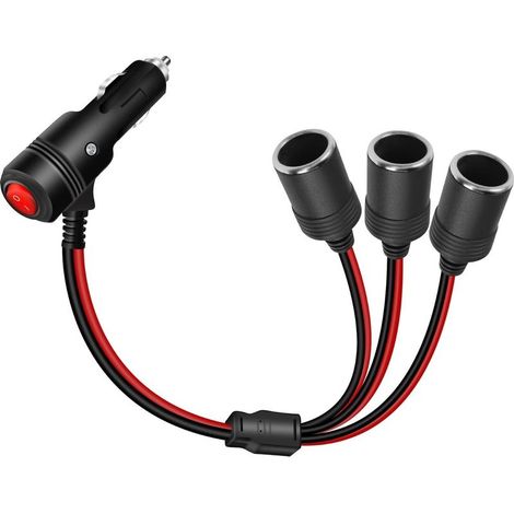 Adaptateur répartiteur allume-cigare 12 V 24 V avec interrupteur marche/arrêt, allume-cigare de voiture 1 mâle vers 3 prises femelles, câble d'alimentation répartiteur en Y (1/5)