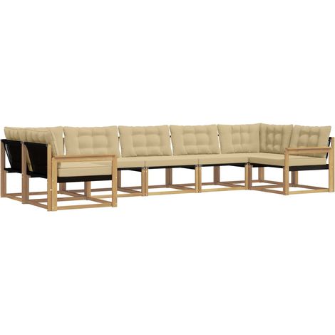 Conjunto de sofás de exterior con cojín 7 pcs y Beige vidaXL (1/5)