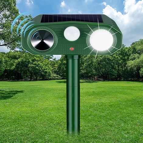 Solar Cat Repellent, Ultrasonic Cat Repellent with 3 Modes, Solar and USB Powered Animal Repellent, IP54 Waterproof Outdoor Cat Repellent for Cats, Dogs, Mice, Raccoons, and Garden Animals (1/5)