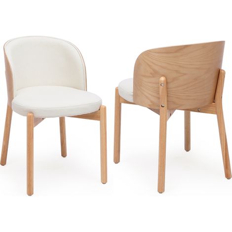 2 sedie da pranzo in legno, tessuto lino, finitura naturale 57x49x74 cm MODENUIT (1/5)