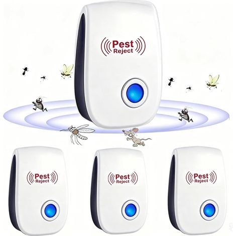 Lot de 4 répulsifs Anti-nuisibles à ultrasons, Appareil électronique pour Prises de Courant, fréquence Variable Contre Souris, Rats, moustiques, cafards, araignées (1/5)