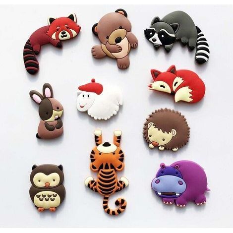 10 Pièces Aimants de Réfrigérateur, Aimants de Réfrigérateur avec de Beaux Animaux, Aimant de Réfrigérateur en Silicone 3D avec Animaux, Adapté au Tableau Blanc de L'école, de la Maison (1/4)