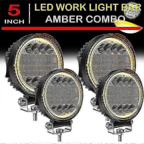 4x LED-Arbeitsscheinwerfer, runde, bernsteinfarbene Spot-Kombinationsleuchten, bernsteinfarbene Nebelscheinwerfer für Geländewagen, SUVs und Autobahnen
