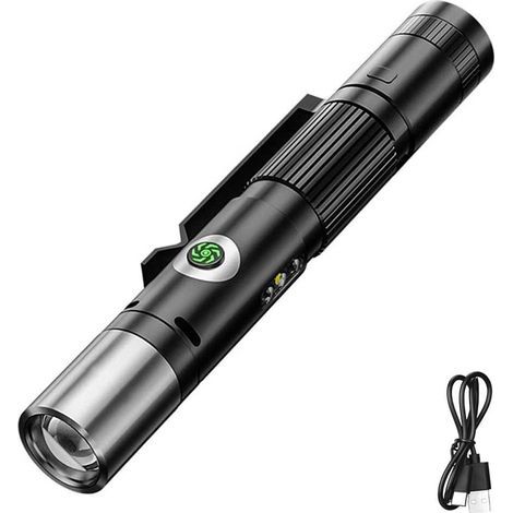 Lampe de poche courbe de haute luminosité, petites lampes de poche rechargeables de 9000 lumens, 7 modes de poche zoomable LED tactique avec des lumières latérales multi-couleurs (1/5)