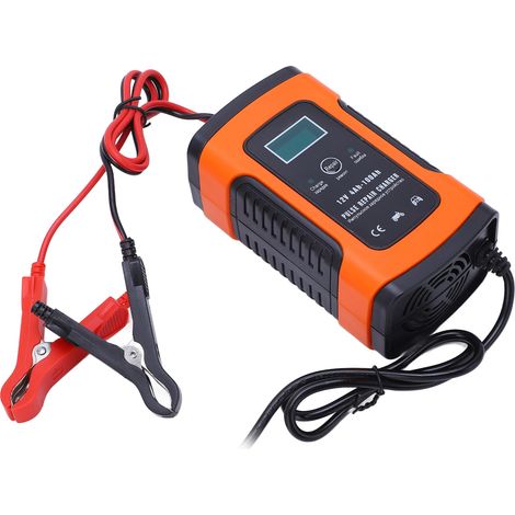 Chargeur de batterie intelligent automatique à 3 étapes avec écran LCD, chargeur multifonctionnel AC100-240V pour véhicules électriques, prise UE (1/5)