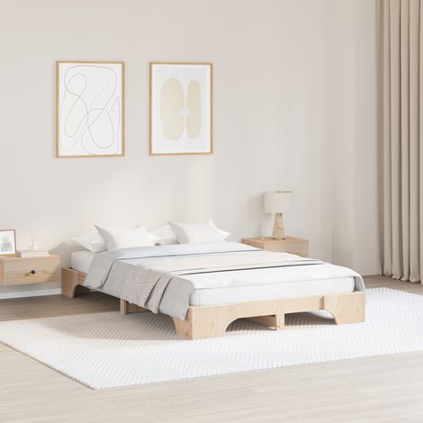 vidaXL Cadre de lit Naturel 140 x 190 cm Pin massif (1/5)