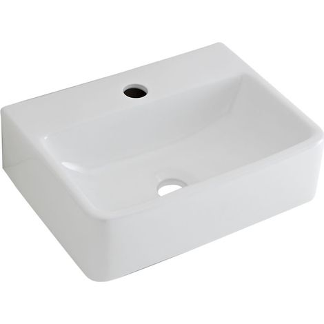 Hudson Reed – Vasque suspendue rectangulaire 40 x 29.5cm – Céramique blanche – Sans trop-plein – Plage pour robinetterie 35mm – Garantie 20 ans