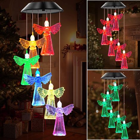 Carillon ange solaire avec changement de couleurs LED cadeau pour maman et grand mère décoration pour jardin et terrasse unique