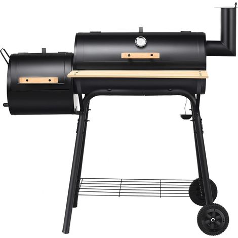 COSTWAY Barbecue a Carbonella in Metallo con Ruote e 2 Fornelli, Carrello per barbecue a carbonella per Esterno con Termometro, 115 x 65 x 108 cm (1/5)