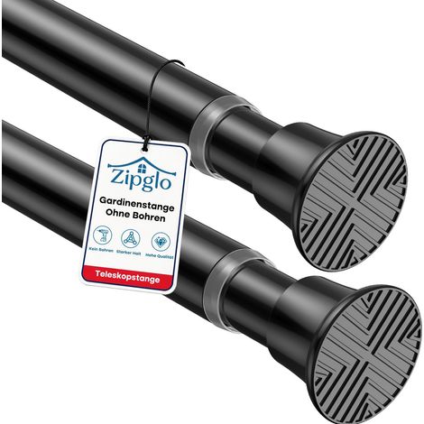 Lot de 2 tringles à rideaux sans perçage - Noir - 39-96 cm (1/5)