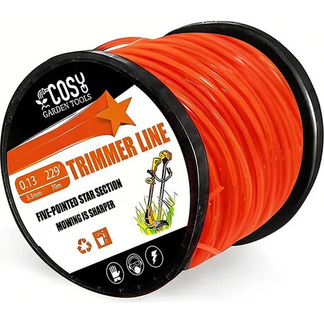 Corde tranchante (3,3 mm, 70 m) pour débroussailleuse, tondeuse à gazon, coupe-bordures, coupe-bordures, coupe-bordures. (1/5)