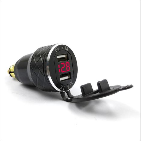 Cargador de teléfono móvil USB para motocicleta, enchufe europeo para BMW Ducati, cargador de coche con pantalla de voltaje de metal (1/4)